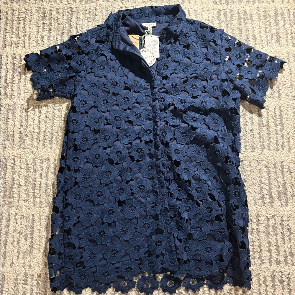 NWT Umgee blue lace heavy collared dress size XXL - Picture 3 of 7